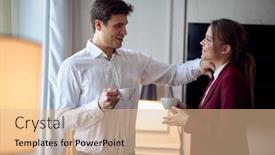  Presentation with business hotel - Audience pleasing slides consisting of young-couple-enjoying-coffee backdrop and a lemonade colored foreground