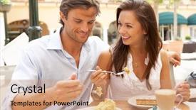  Presentation with coffee recucle - Slides with young couple enjoying coffee background and a coral colored foreground