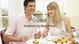  Presentation with hotel training report - Beautiful slides featuring young couple enjoying hotel breakfast backdrop and a soft green colored foreground