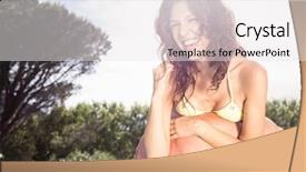  Presentation with pool side - Audience pleasing theme consisting of young couple enjoying near pool side on a sunny day backdrop and a sky blue colored foreground