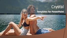  Presentation with lake dock - PPT theme consisting of young-couple-enjoying-the-view background and a  colored foreground