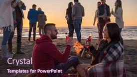  Presentation with campfire - Theme featuring enjoying with friends around campfire background and a wine colored foreground
