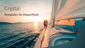  Presentation with sunset sailing - Theme consisting of young-couple-enjoys-sailing background and a lemonade colored foreground