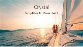  Presentation with sunset sailing - Colorful theme enhanced with young-couple-enjoys-sailing backdrop and a lemonade colored foreground