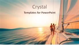  Presentation with sunset sailing - Presentation theme having young-couple-enjoys-sailing background and a lemonade colored foreground