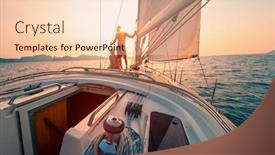 Presentation with sunset sailing - Cool new presentation theme with young-couple-enjoys-sailing backdrop and a lemonade colored foreground