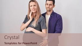  Presentation with baby teeth - PPT theme having young-couple-expecting-a-baby background and a coral colored foreground