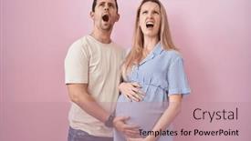  Presentation with anger baby - Slide deck featuring young-couple-expecting-a-baby background and a coral colored foreground