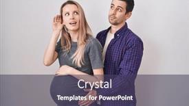  Presentation with ear - Presentation theme having young-couple-expecting-a-baby background and a tawny brown colored foreground