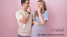  Presentation with pink nails - PPT theme featuring young-couple-expecting-a-baby background and a coral colored foreground