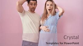  Presentation with baby - Theme featuring young-couple-expecting-a-baby and a coral colored foreground