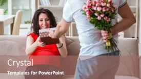  Presentation with baby - PPT theme enhanced with young couple family expecting a baby background and a coral colored foreground