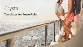  Presentation with yacht - Slide deck enhanced with young-couple-flirting-on-yacht background and a sky blue colored foreground