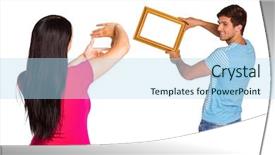  Presentation with frame - Audience pleasing presentation consisting of young couple hanging a frame backdrop and a  colored foreground