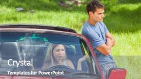  Presentation with dispute - Slide set having young couple having a dispute background and a seafoam green colored foreground