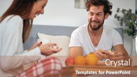  Presentation with relationship - Slide set with young-couple-having-a-good background and a coral colored foreground