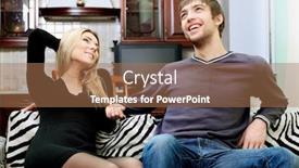  Presentation with rest - Slides having young couple having a rest at home background and a coral colored foreground