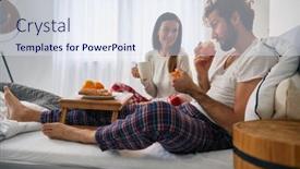  Presentation with relationship - Presentation design featuring young-couple-having-a-tasty background and a sky blue colored foreground