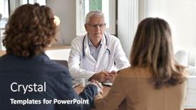 Presentation with multiracial team of young doctors stacking hands - Audience pleasing slide deck consisting of young-couple-having-an-appointment backdrop and a tawny brown colored foreground