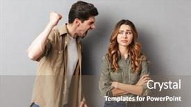  Presentation with unhappy - Amazing theme having young couple having an argument backdrop and a violet colored foreground