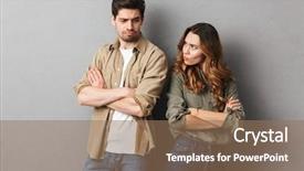  Presentation with upset - Slides enhanced with young couple having an argument background and a coral colored foreground