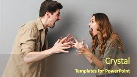  Presentation with black couple having fun - Cool new slides with young couple having an argument backdrop and a tawny brown colored foreground