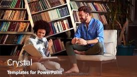  Presentation with coffee book - Presentation design enhanced with young-couple-having-fun-indoor background and a tawny brown colored foreground