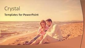  Presentation with making soap - Amazing PPT theme having young couple having fun and making soap bubbles on the beach at autumn day filter backdrop and a lemonade colored foreground