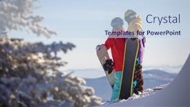  Presentation with mountain top - Slide deck featuring young-couple-having-fun background and a sky blue colored foreground
