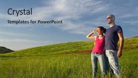  Presentation with good - Beautiful presentation theme featuring young couple having good time backdrop and a light blue colored foreground