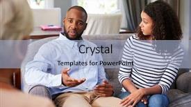  Presentation with marriage counselling - Slide set featuring young couple having marriage counselling background and a light blue colored foreground