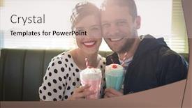  Presentation with milkshake - Beautiful presentation featuring young-couple-having-milkshake backdrop and a soft green colored foreground