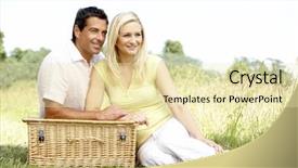 Presentation with picnic - Amazing theme having young couple having picnic in countryside backdrop and a soft green colored foreground