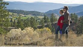  Presentation with hiking - Colorful presentation enhanced with young-couple-hiking-admiring-view backdrop and a coral colored foreground