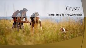  Presentation with freedom - Slides featuring young-couple-hiking-in-field background and a sky blue colored foreground
