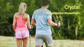  Presentation with walking nordic - Cool new presentation theme with young couple hiking with persistence backdrop and a tawny brown colored foreground