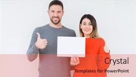  Presentation with holding hands old young - Colorful slide deck enhanced with young couple holding blank sheet backdrop and a red colored foreground