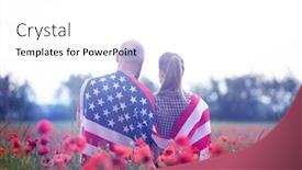  Presentation with independence day - Amazing presentation theme having young-couple-holding-flag backdrop and a white colored foreground