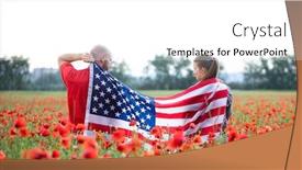  Presentation with independence day - Audience pleasing slide set consisting of young-couple-holding-flag backdrop and a white colored foreground