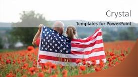  Presentation with independence day - Presentation theme enhanced with young-couple-holding-flag background and a white colored foreground