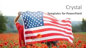  Presentation with independence day - Colorful theme enhanced with young-couple-holding-flag backdrop and a white colored foreground