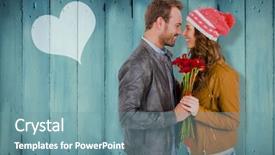  Presentation with rustic wood and flowers - Presentation design with flowergraphics - young couple holding flowers background and a seafoam green colored foreground