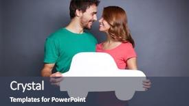  Presentation with loan car - Presentation design enhanced with young couple holding paper car background and a tawny brown colored foreground
