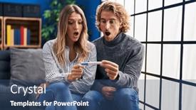  Presentation with pregnancy - PPT theme consisting of young-couple-holding-pregnancy-test background and a ocean colored foreground