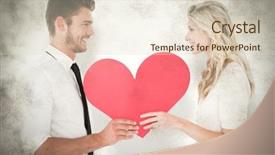  Presentation with red grey - PPT theme enhanced with young couple holding red heart background and a  colored foreground
