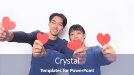  Presentation with lovers - Audience pleasing PPT theme consisting of young-couple-holding-red-paper backdrop and a ocean colored foreground