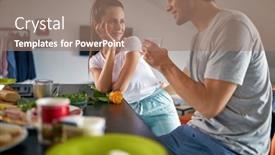  Presentation with relationship - Cool new slide deck with young-couple-in-a-romantic backdrop and a coral colored foreground