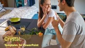  Presentation with romantic love - PPT theme enhanced with young-couple-in-a-romantic background and a tawny brown colored foreground