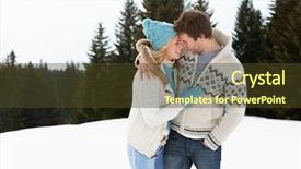  Presentation with alpine - Audience pleasing PPT theme consisting of young couple in alpine snow backdrop and a tawny brown colored foreground