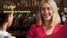  Presentation with bar drinks wine - PPT theme having young couple in bar having drinks and talking background and a tawny brown colored foreground